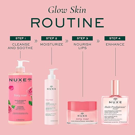 NUXE Very Rose Soothing Shower Gel Gentle Body Wash for All Skin Types Delicately Scented with Rose Floral Water