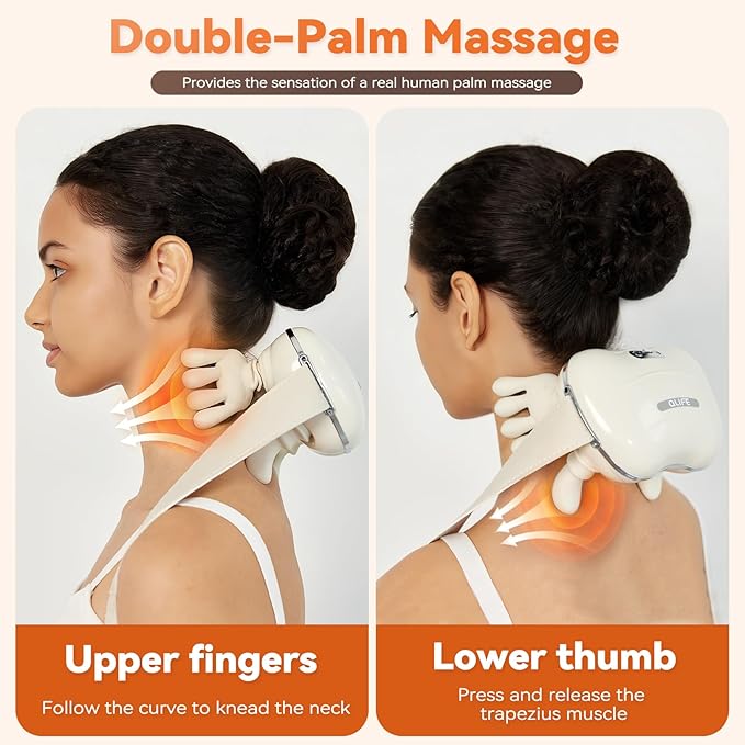 QLIFE Neck Massager with Heat Neck and Shoulder Massager Cordless Neck Massager with Fingers Neck Massager for Pain Relief Deep Tissue - 2026 New for Home Office Travel