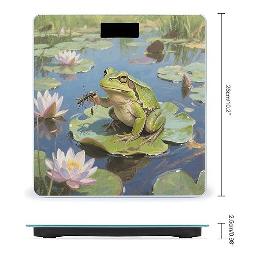 Pond Frog Weight Scale Large Digital Bathroom Scales with Bright LED Display Non Slip Digital Scale and Step On Fashion Weighing Machine for Body