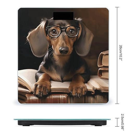 Dachshund Book Scale for Body Weight Accurate Digital Bathroom Scale Toughened Glass High Precision Scales Smart Weight Scales with Large LCD Backlight Display Weighing Machine