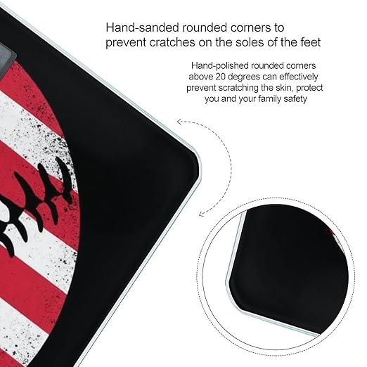 Men's Fashion Automatic Switch Digital Bathroom Weighing Scale Smart Scale Baseball Vintage American Flag Design