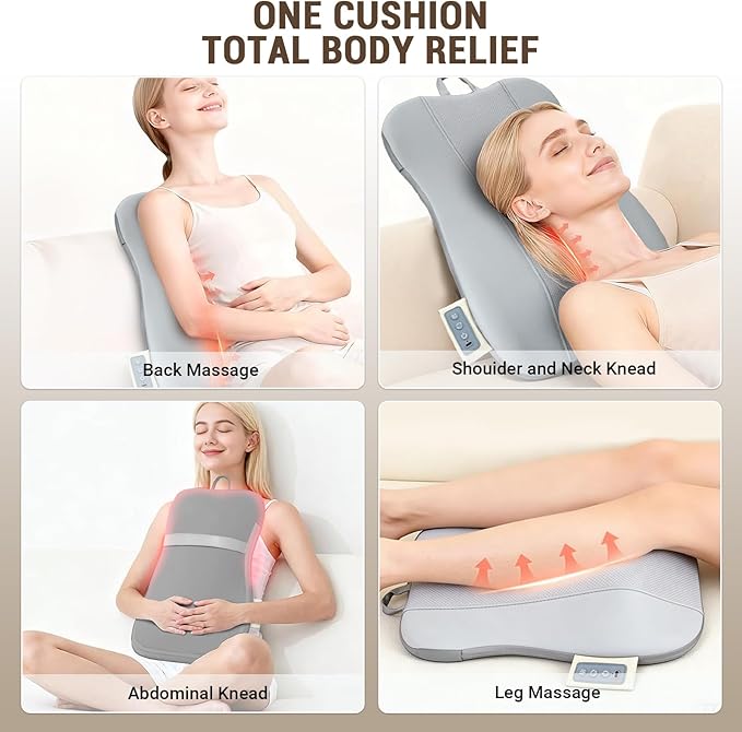 Back and Neck Massager with Heat 4D Kneading &amp Up-Down Rolling Massage Kneading Massage Pillow for Back Waist Neck Pain Relief Deep Tissue Ultrathin Shoulder Massage Gifts for Women Men Par