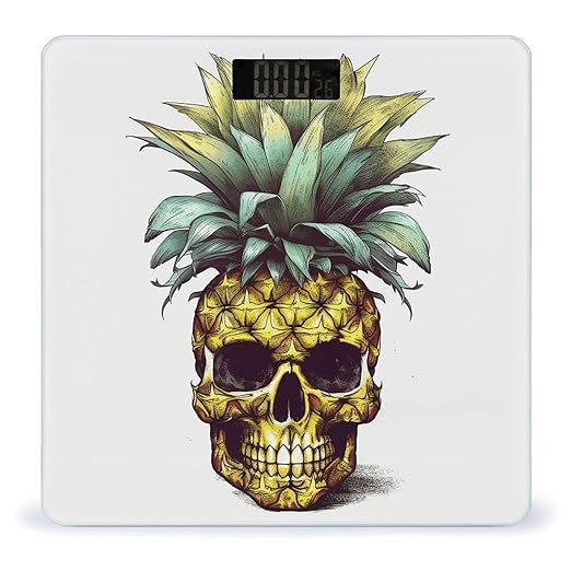 Cool Skull Pineapple Scale for Body Weight Precision Bathroom Weighing Scales with Back Lit LCD Display Sturdy Tempered Glass Body Weight Scales Digital Bathroom Scale 400lb