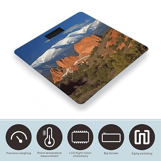 Pikes Peak Colorado Bathroom Scale Rounded Smart Scale for Body Weight Automatic Power On/Off Weight Scales Accurate Bathroom Digital Scales for Pet Home Bedroom Kitchen