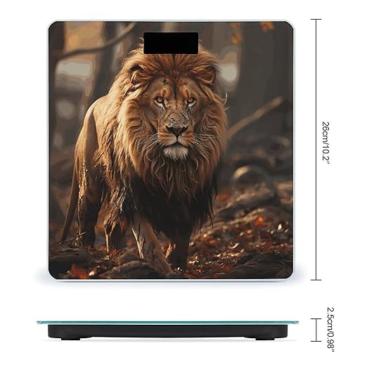 Digital Bathroom Scale for Body Weight Scale with Bright LCD Display High Accuracy Step-On Technology Auto On/Off Lion Image Digital Scales 400 Lbs /180kg