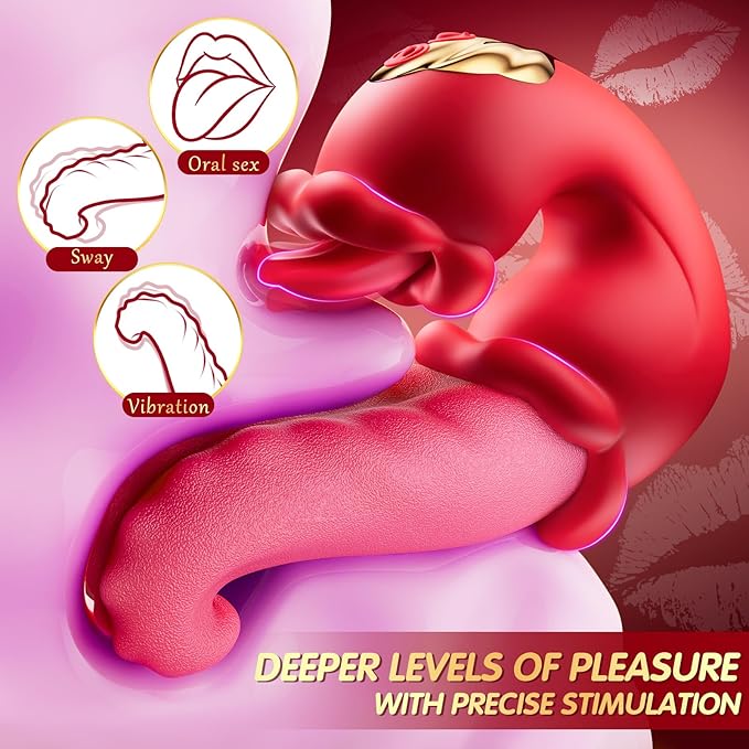 Dual Stimulation Adult for Women 10 Frequency Thrusting Stimulation Modes with Strong Suction Cup for Hands Free Play Automatic Electric Machine Tool for Women Pleasure (Red1)
