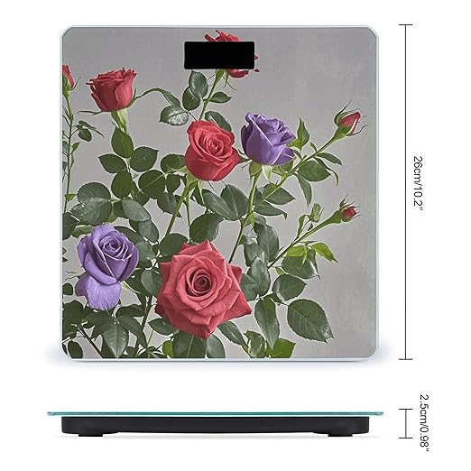 Red and Purple Roses Scale for Body Weight Digital Bathroom Scale Accurate Smart Weight Scales with Large Display Weighing Machine High Precision Scales