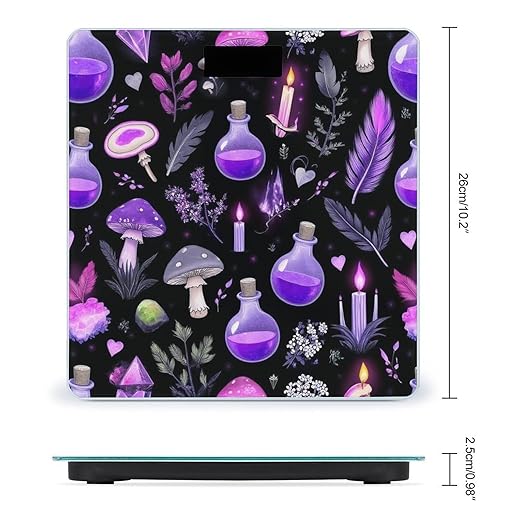 Automatic Switch Digital Bathroom Weighing Scale Smart Scale for Body Weight Gothic Magic Witch Witchy Trippy Purple Mushrooms