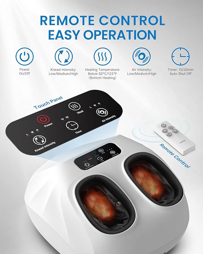 RENPHO Foot Massager Machine with Heat [2026 Upgraded] Shiatsu Foot Massager for Neuropathy Plantar Fasciitis Massager for Men Women Up to Size 14 FSA Eligible HSA Store Eligible Massager White