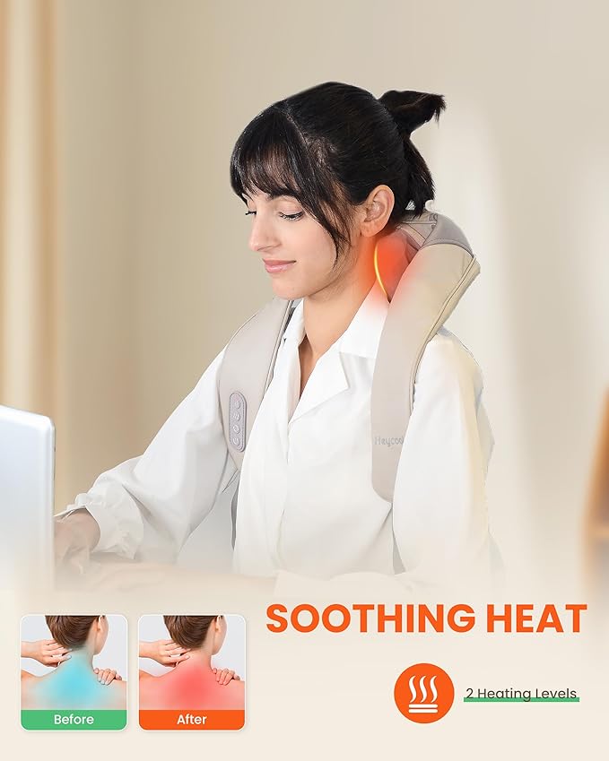 Cordless Neck Shoulder Massager with Heat Back Massager Pillow Gifts for Men Women