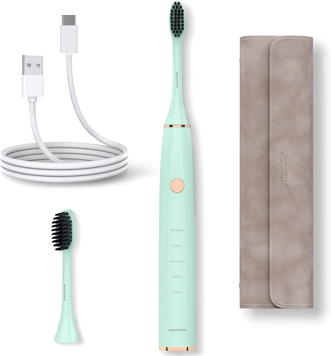 Sonic Electric Toothbrush for Adults – Battery Powered Tooth Cleaning Brush with Timer 5 Modes &amp 3 Intensity Levels – Long-Lasting 90-Day Battery Life