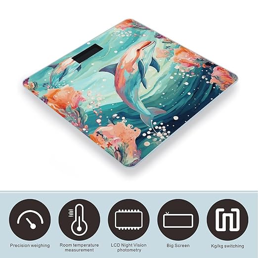 Lovely Dolphins Scale for Body Weight Digital Bathroom Scale Accurate Smart Weight Scales with Large Display Weighing Machine High Precision Scales