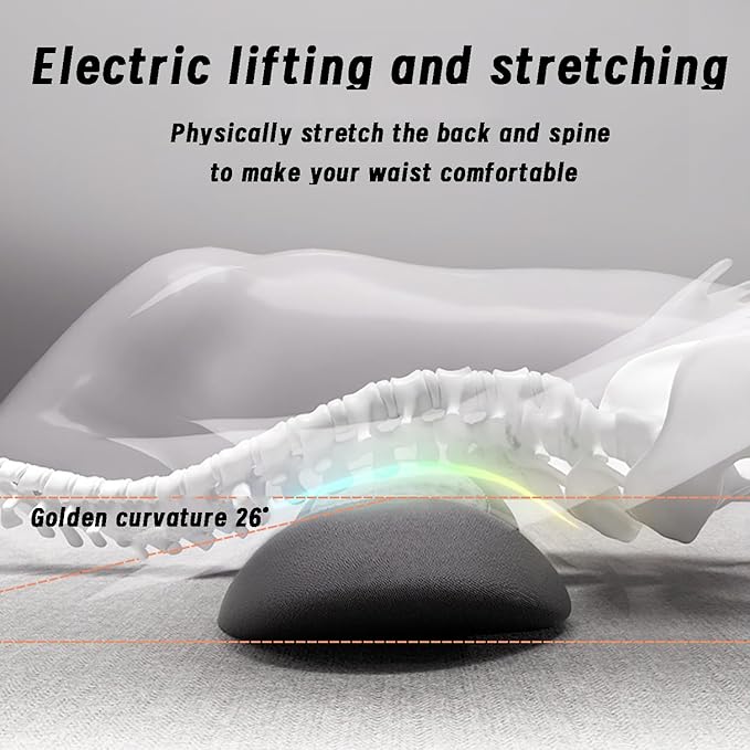 Triple Fusion Back Massager Triple Fusion Back Massager for Sciatica with Heat Vibration Back 3 in 1 Electric Lumbar Support Pillow Electric Lift + Heat + Vibration for Back Massage (Space Gray)