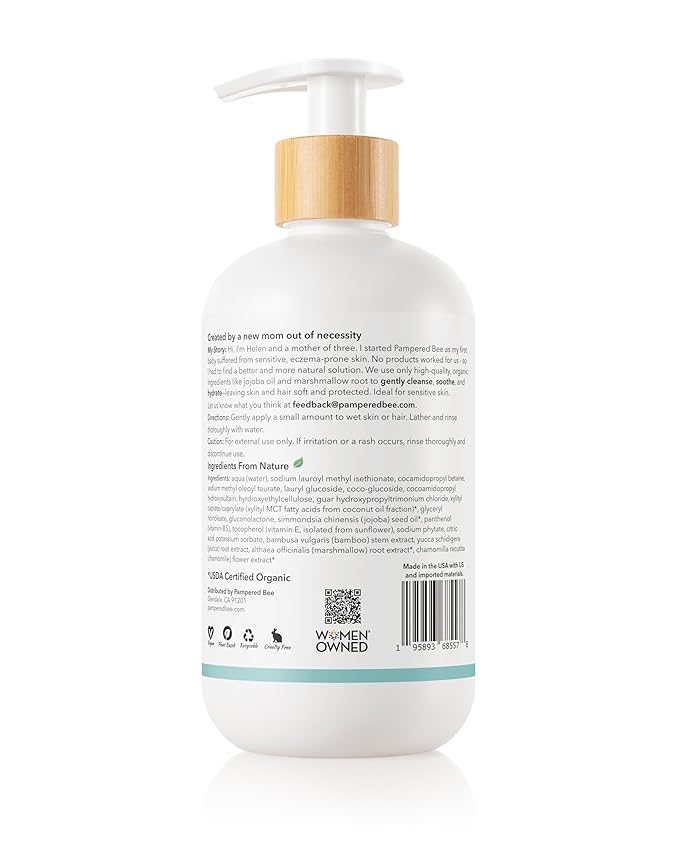 Shampoo &amp Body Wash + Conditioner Combo Set (Unscented) All Natural Formula for Newborns Toddlers and Kids 12 fl oz Each 12 Fl oz Each