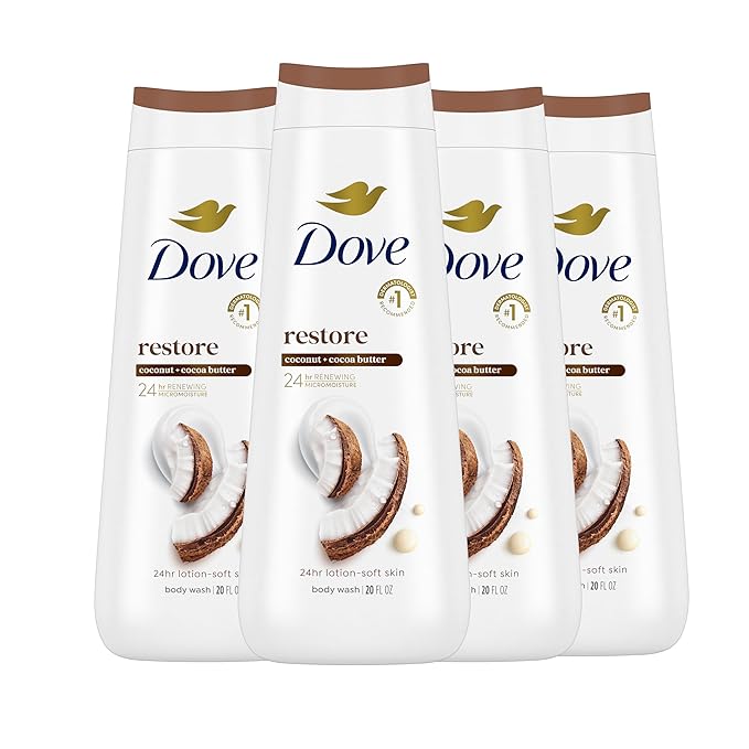 Dove Body Wash Restoring Coconut &amp Cocoa Butter 4 Count
