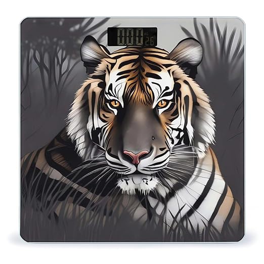 Tiger at Rest Bathroom Scale for Body Weight Bathroom Digital Electronic Weighing Scale with Back Lit LED Display Sturdy Tempered Glass Weight Watchers Scales 400lb