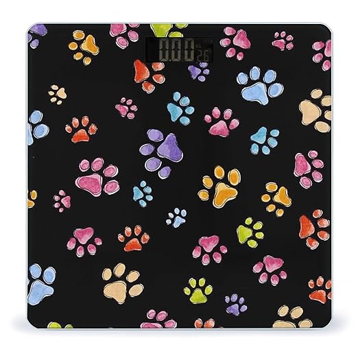 Pawful Paws Print Scale for Body Weight Anti-Slip Sturdy Tempered Glass Weighing Machine Highly Digital Accurate Bright LCD Bathroom Scale for Household Gift
