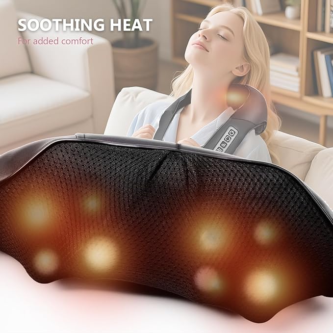 Shiatsu Back and Neck Massager with Heat Back Massager for Pain Relief deep Tissue Electric 3D Kneading Massage Pillow for Shoulder Leg Body Muscle Best Gifts for Women Men