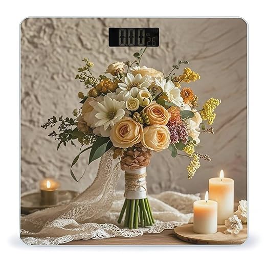 Warm Colored Flowers Scale for Body Weight Digital Bathroom Scale Accurate Smart Weight Scales with Large Display Weighing Machine High Precision Scales