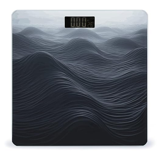 Deep Black Waves Bathroom Scale for Body Weight Bathroom Weighing Scale with Backlit LCD Display Highly Accurate Measures Weight Up to 180kg
