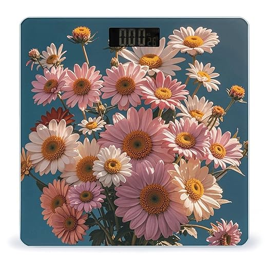 Digital Bathroom Scale for Body Weight Scale with Bright LCD Display High Accuracy Step-On Technology Auto On/Off Flower Bouquet Digital Scales 400 Lbs /180kg