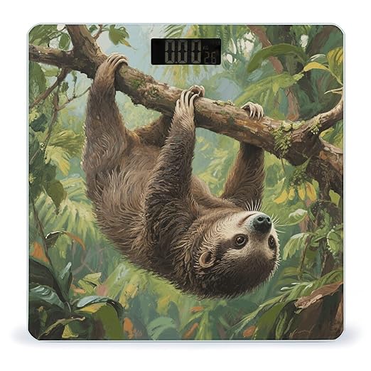 Lazy Sloth Bathroom Scale for Body Weight Bathroom Digital Electronic Weighing Scale with Back Lit LED Display Sturdy Tempered Glass Weight Watchers Scales 400lb