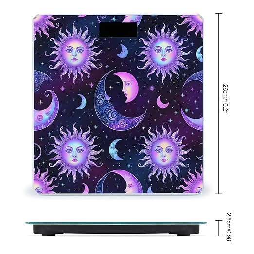 Men's Fashion Automatic Switch Digital Bathroom Weighing Scale Smart Scale Trippy Sun Moon Stars