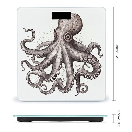 OctopusScale for Body Weight with LCD High Precision Weighing Scales Fashion Sturdy Tempered Glass Weight Scales Easy-to-Read Digital Bathroom Scale for Daily 400lb