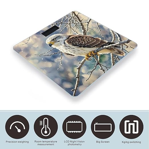 Hawk Scale for Body Weight Accurate Digital Bathroom Scale Toughened Glass High Precision Scales Smart Weight Scales with Large LCD Backlight Display Weighing Machine