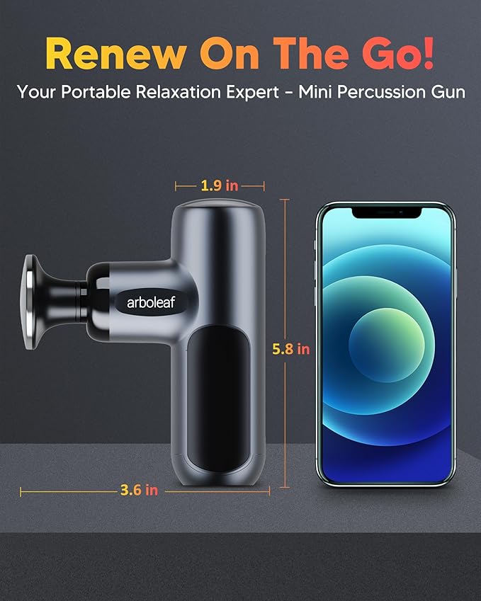 arboleaf Mini Massage Gun with Heat Percussion Muscle Massager for Pain Relief Portable &amp Quiet Handleld Small Massager Heated Travel Size with Case Gift for Men &amp Women