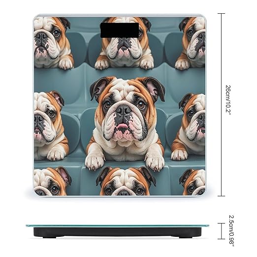 Funny English Bulldog Scale for Body Weight Accurate Digital Bathroom Scale Toughened Glass High Precision Scales Smart Weight Scales with Large LCD Backlight Display Weighing Machine