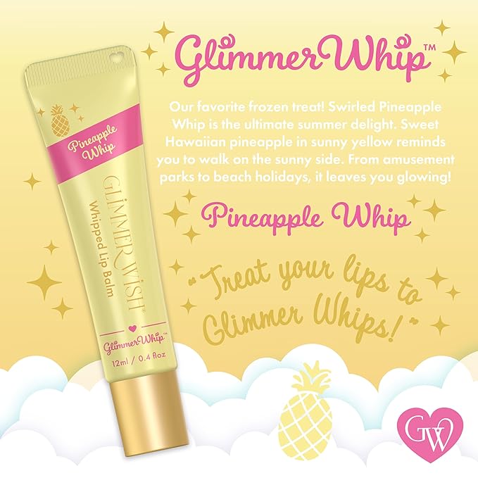 Glimmer Wish Mermaid Kids Bath &amp Lip Care Bundle – Gentle Sulfate-Free Body Wash (12 fl oz) + Glimmer Whip Hydrating Vegan Lip Balm Tropical Pineapple Scent