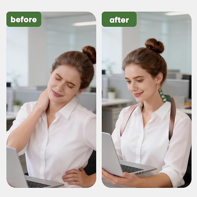 Neck Massager for Pain Relief Deep Tissue 4D Kneading Massage Quiet &amp Portable Lightweight 3-Speed Adjustment Cordless Neck and Shoulder Massager with Heat Electric Hand Massager for Muscle