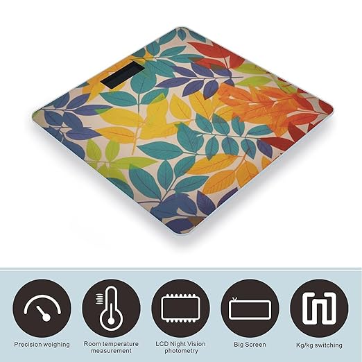 Multicolor Leaves Scale for Body Weight Digital Bathroom Scale Accurate Smart Weight Scales with Large Display Weighing Machine High Precision Scales
