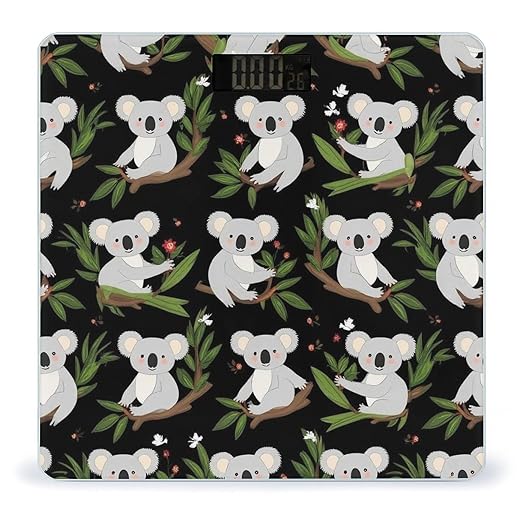 Energy Saving Scale Bathroom Weighing Scale Smart Scale for Body Weight Digital Leaves Flowers Cartoon Koala