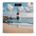 Sea Lighthouse Sandbeach Bathroom Scale for Body Weight Bathroom Weighing Scales with Back Lit LED Display Sturdy Tempered Glass Body Weight Bathroom Scale 400lb Weighing
