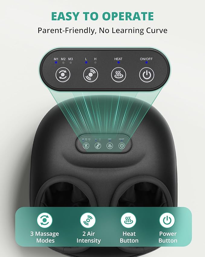 Medcursor Foot Massager Machine with Heat Rolling Deep Kneading Shiatsu Foot Massager for Delivers Pain Relief Tired Plantar Fasciitis Gift for Women Mom Men Fits Up to 13