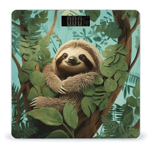 Hug Tree Sloth Digital Bathroom Scale for Body Weight Weighing Scale with Backlit LCD Display High Precision Measurements &amp Measures Weight Up to 180kg