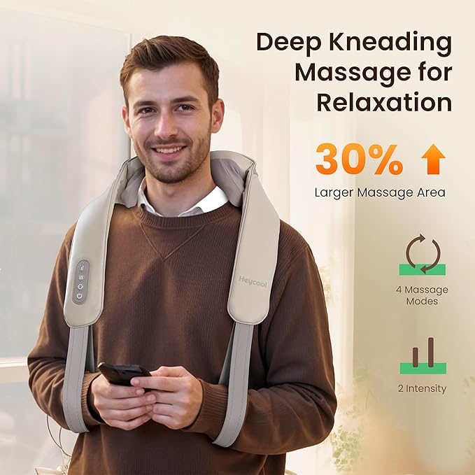 Cordless Neck and Shoulder Massager Graphene Heating Upgraded Shiatsu Back Massager Pillow for Neck Shoulder
