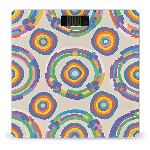 Rainbow Pattern Scale for Body Weight Digital Bathroom Scale Toughened Glass High Precision Scales for Body Weight with Large LCD Backlight Display Weight Scales