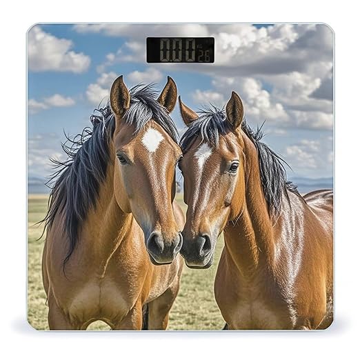 Horses in Love Scale for Body Weight Digital Bathroom Scale Toughened Glass High Precision Scales for Body Weight with Large LCD Backlight Display Weight Scales