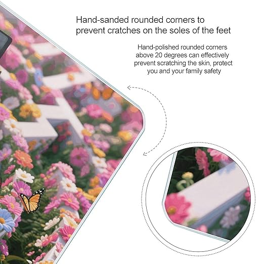 Flower Maze Weight Scale Large Digital Bathroom Scales with Bright LED Display Non Slip Digital Scale and Step On Fashion Weighing Machine for Body
