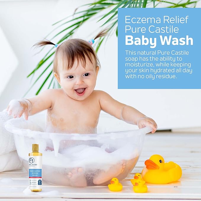 Dr. Jacobs Pure Castile Baby Wash - Effective Body Wash to Relieve Baby Eczema - Gentle Shampoo and Unscented Soap for Sensitive Skin and Hypoallergenic - 16 oz -2PK