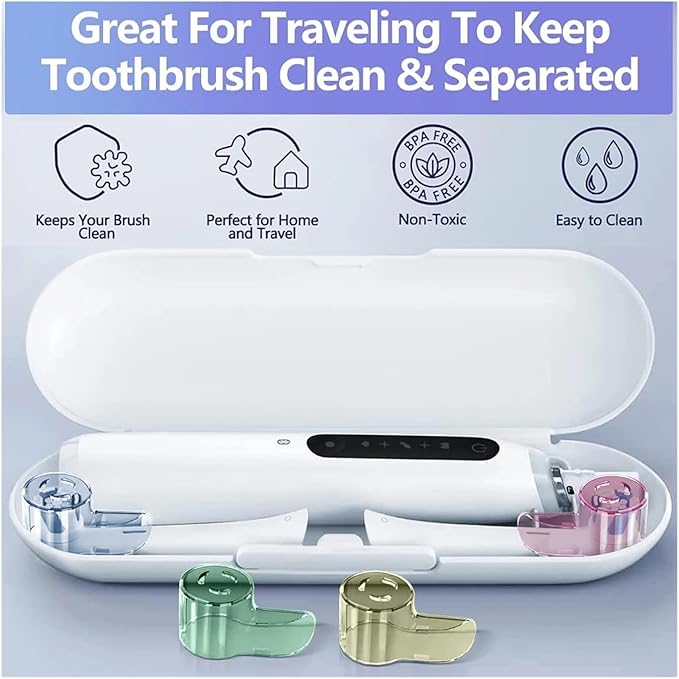 4X Replacement Brush Heads &amp 4X Toothbrush Head Protective Caps Compatible for Oral B iO 2/3/4/5/6/7/8/9 Electric Toothbrushes(White-Clear)