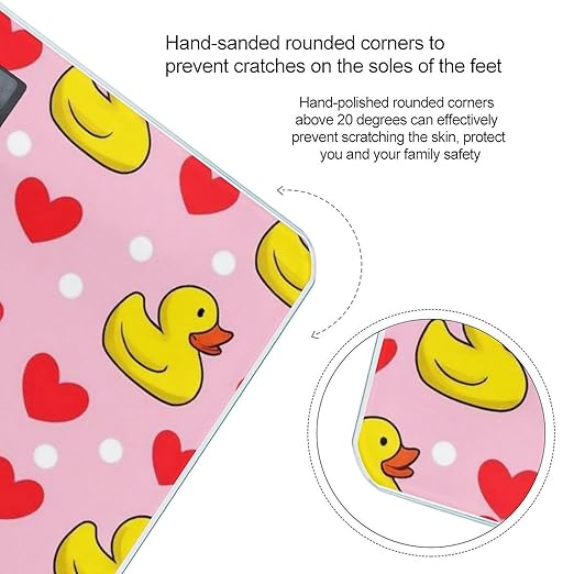 Energy Saving Scale Bathroom Weighing Scale Smart Scale for Body Weight Digital Pink Heart Polka Dots Yellow Rubber Ducks