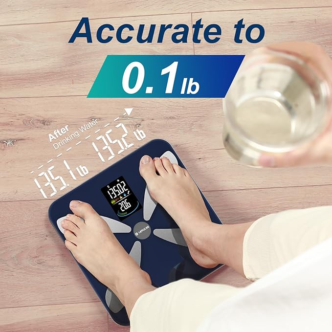 Smart Scale for Body Weight and Fat - Weight Scale with Large Display LEPULSE Body Fat Scale with BMI Body Fat Muscle Mass Body Composition Monitors Bathroom Scale