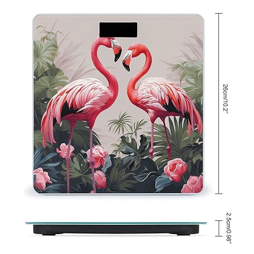 Pink Flamingo Birds on Background Digital Bathroom Scale for Body Weight Weighing Scale with Backlit LCD Display High Precision Measurements &amp Measures Weight Up to 180kg