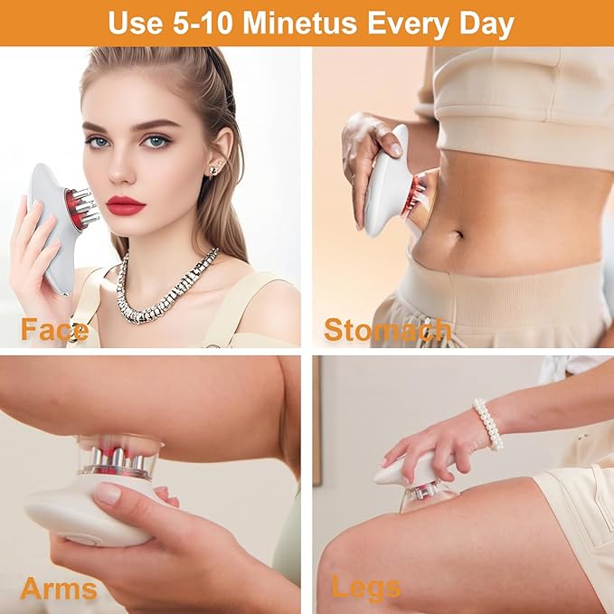 Body Sculpting Machine Professional Cordless Handheld Massager Electric Cupping Therapy Massager – for Belly Waist Arms Leg Home Tool for Women (White)