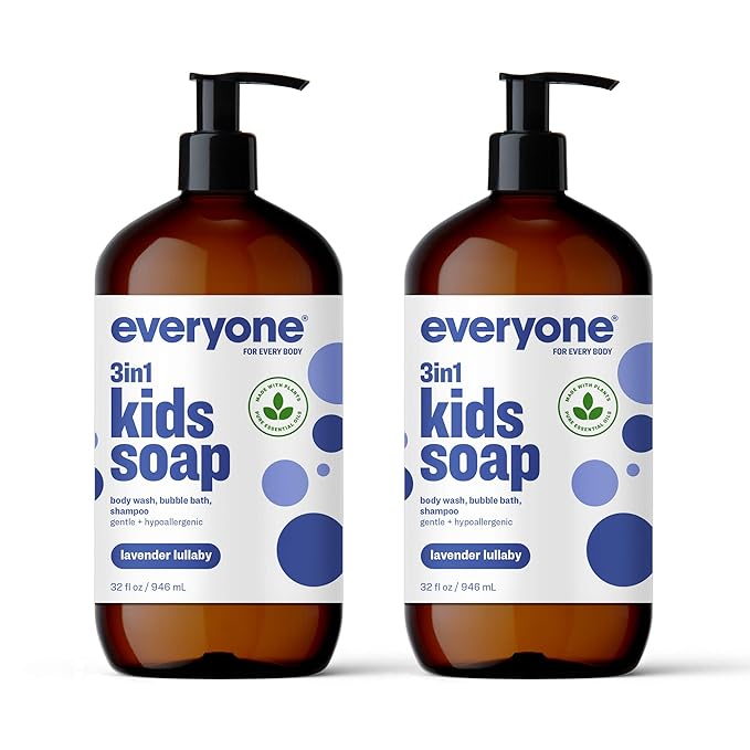 Everyone 3-in-1 Soap Body Wash Bubble Bath Shampoo 32 Ounce (Pack of 2) &amp 3-in-1 Kids Soap Body Wash Bubble Bath Shampoo 32 Ounce (Pack of 2) Lavender Lullaby