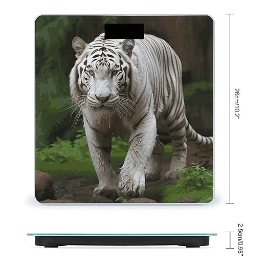 Majestic White Bengal Tiger Scale for Body Weight Digital Bathroom Scale Accurate Smart Weight Scales with Large Display Weighing Machine High Precision Scales